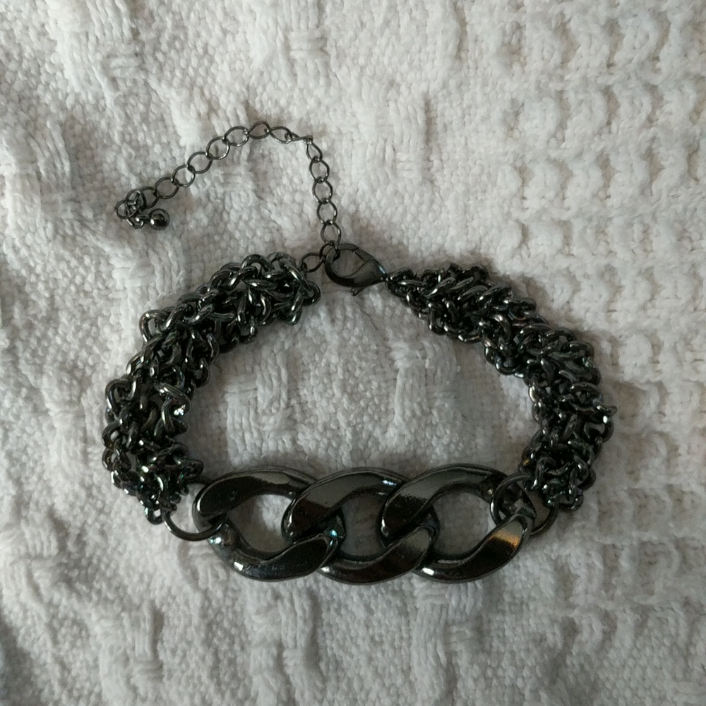 Chunky Chain Link Dark Silver Braclet